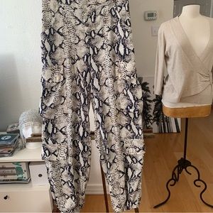 Lioness Princess Polly Snakeskin print dressy cargo pants with jogger hem